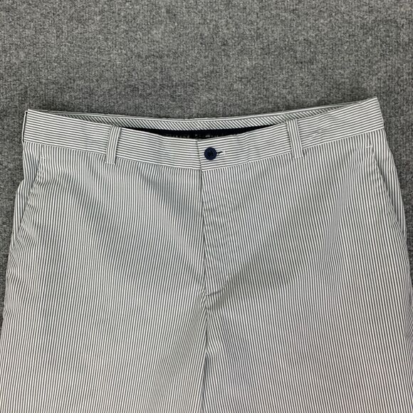 Nike Pants Men 34 White Grey Stripe Dri Fit Flat Front Performance Stretch Golf - Picture 3 of 12